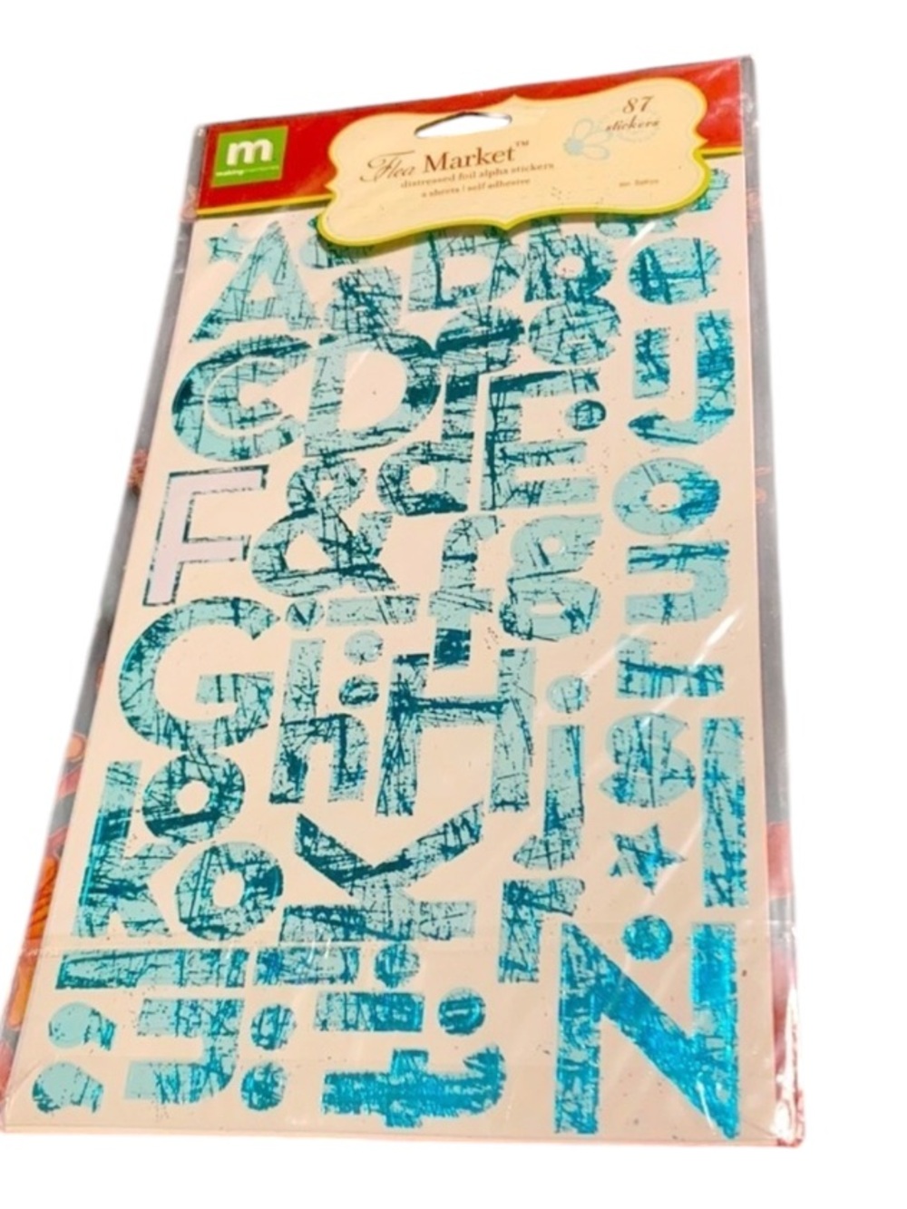 Making Memories distressed Foil  alpha stickers  Used